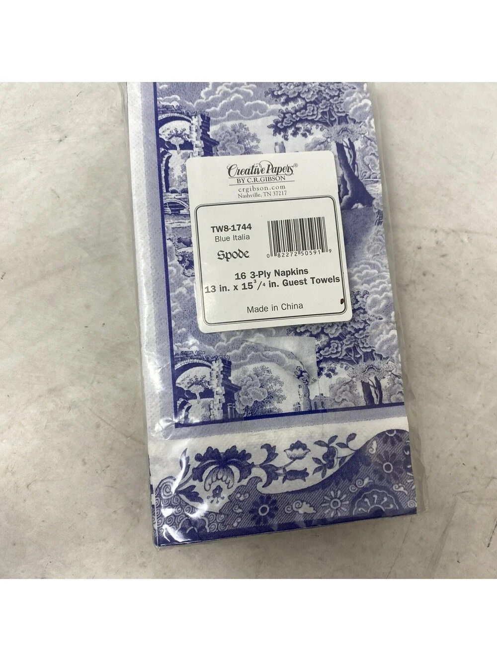 Creative Papers By C.R. Gibson 16 3ply Napkins Blue Italia Guest Towel